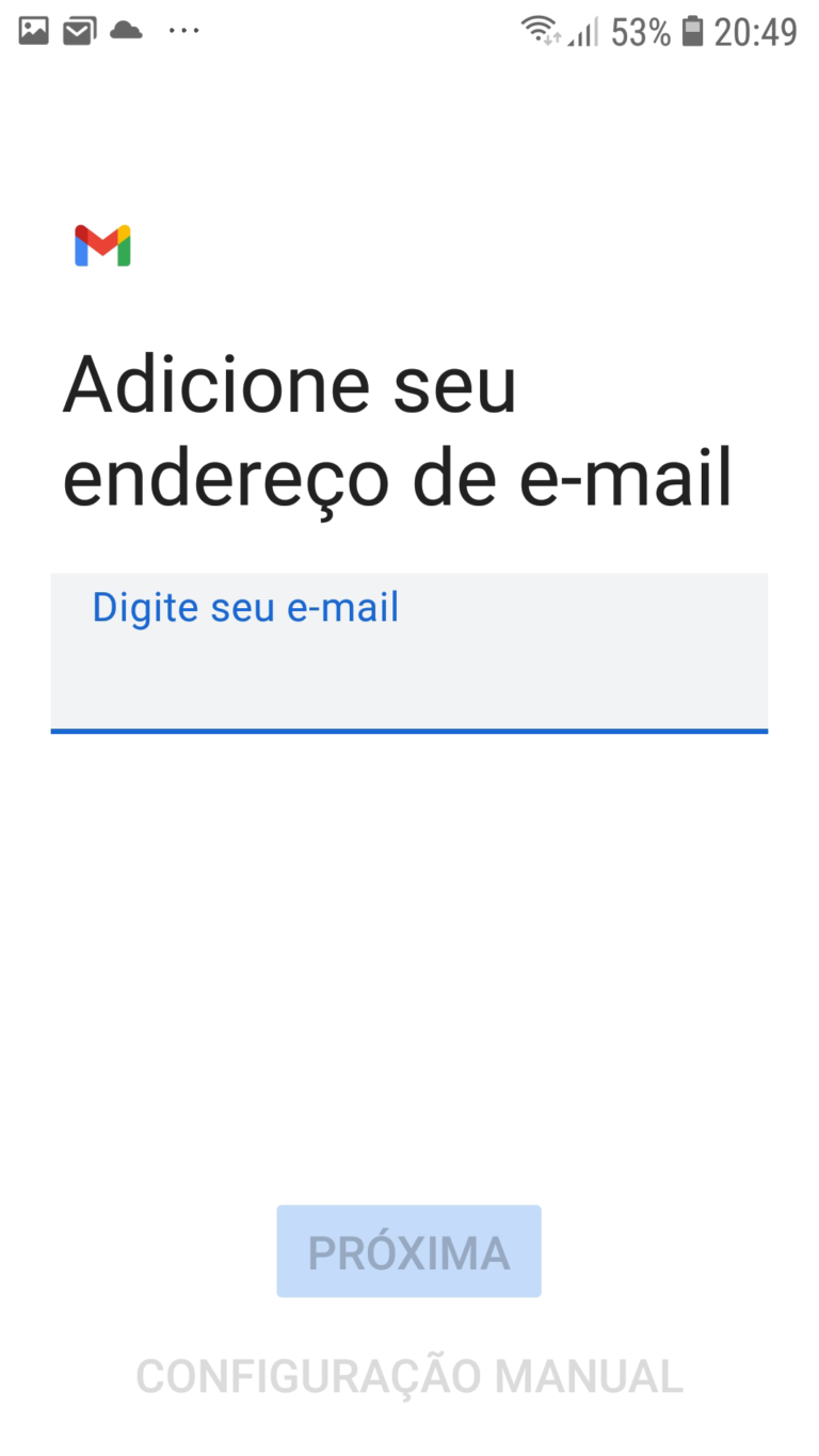 Inserir e-mail